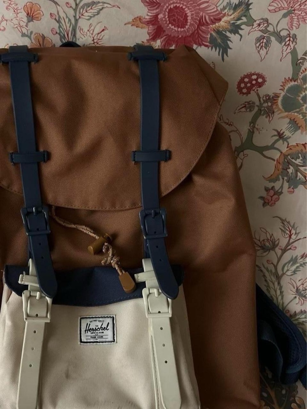 Herschel Supply Company Brown, Cream & Navy Canvas Backpack